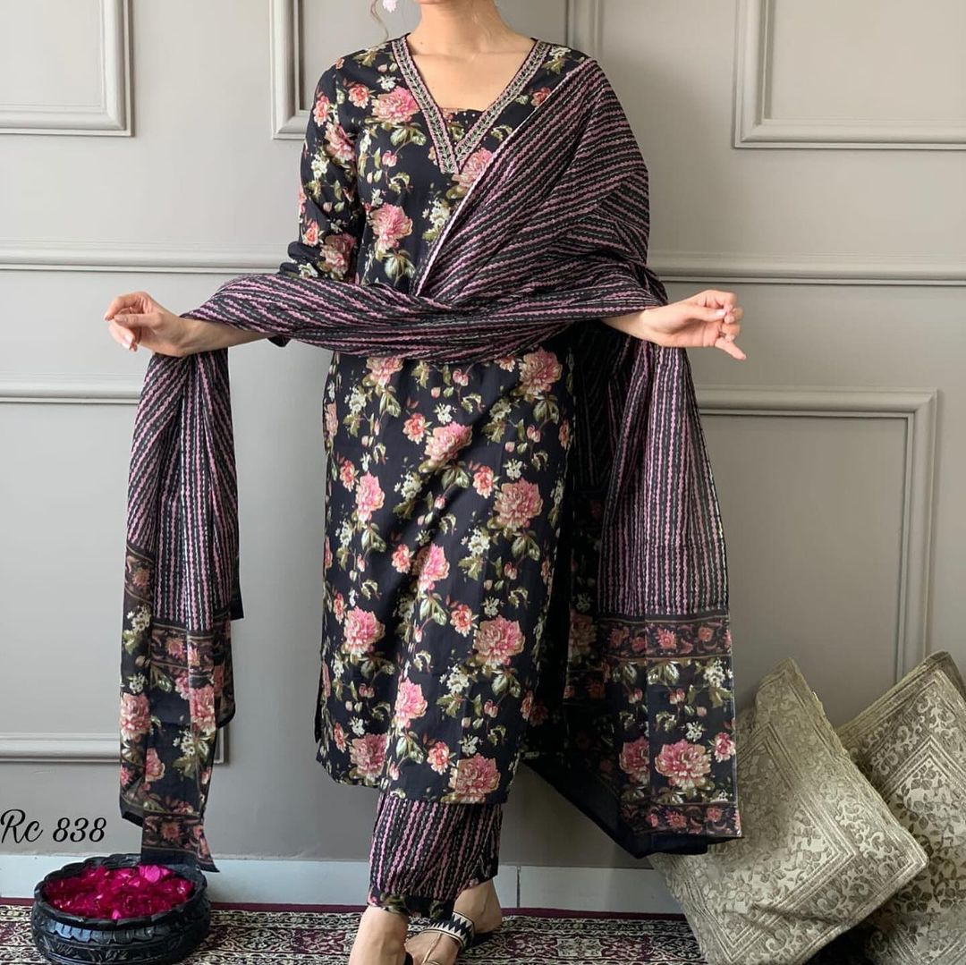 Akshar Designer Cotton Printed Kurti With Bottom Dupatta Wholesale Price In Surat
